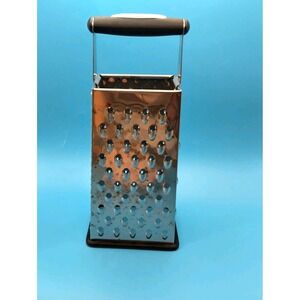 Oneida Box Grater Stainless 4 Sided Hand Held Silver w/Black Handle 10X4.5X3.25"